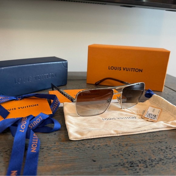 Louis Vuitton Silver and Brown Sunglasses - Picture 1 of 3
